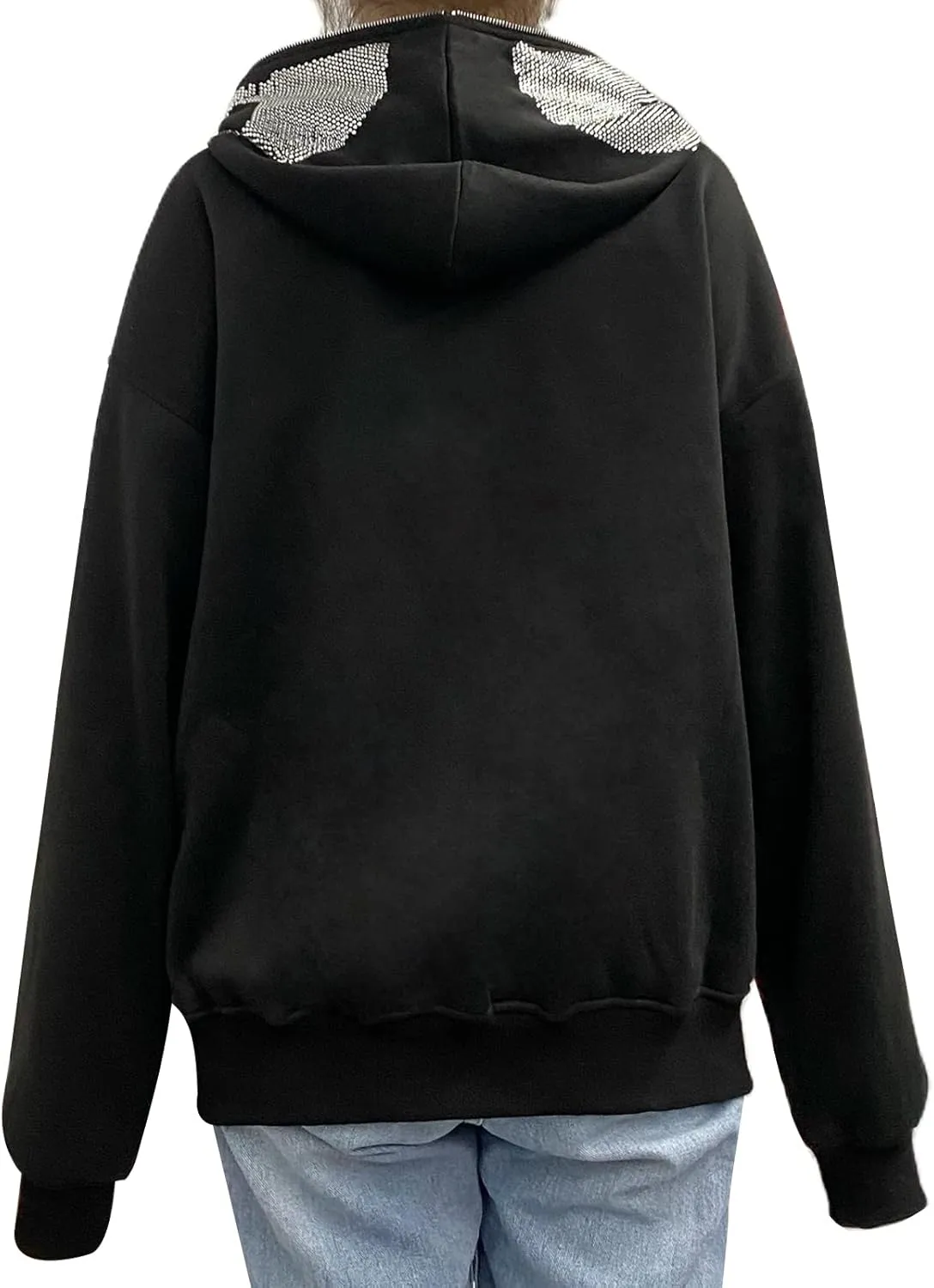 Women Zip Up Hoodie Casual Long Sleeve Y2K Vintage Graphic Aesthetic Sweatshirts Top E-Girl 90s Streetwear Jacket