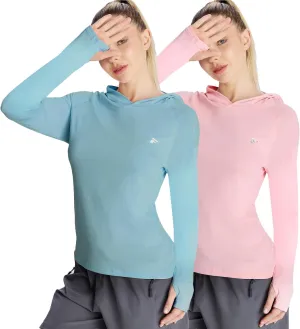 womens 2 Pack UPF50  Sun Shirt Long Sleeve Hoodies UV Protection Clothing Hiking Athletic Outdoor Lightweight Shirt