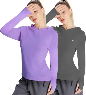 womens 2 Pack UPF50  Sun Shirt Long Sleeve Hoodies UV Protection Clothing Hiking Athletic Outdoor Lightweight Shirt