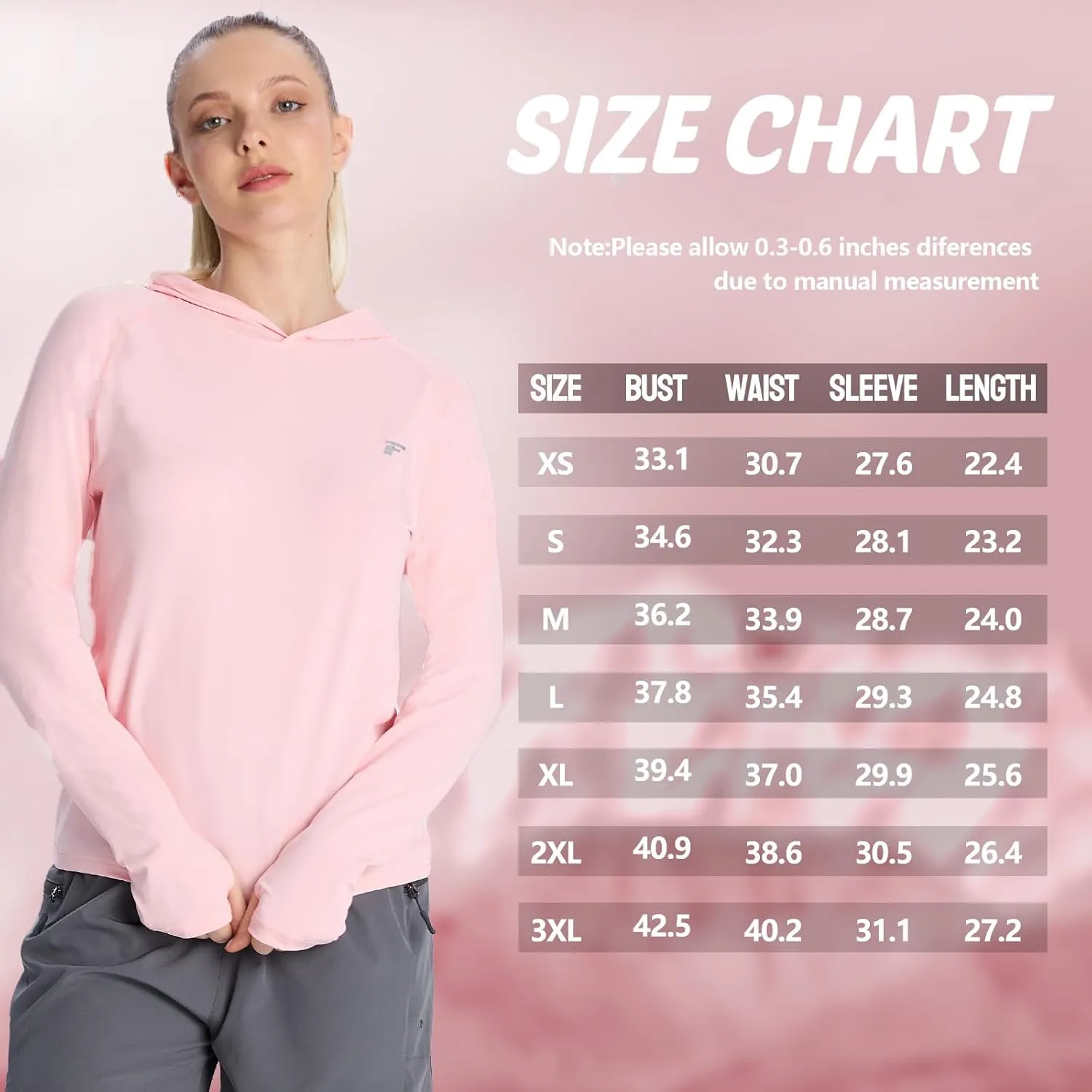 womens 2 Pack UPF50  Sun Shirt Long Sleeve Hoodies UV Protection Clothing Hiking Athletic Outdoor Lightweight Shirt