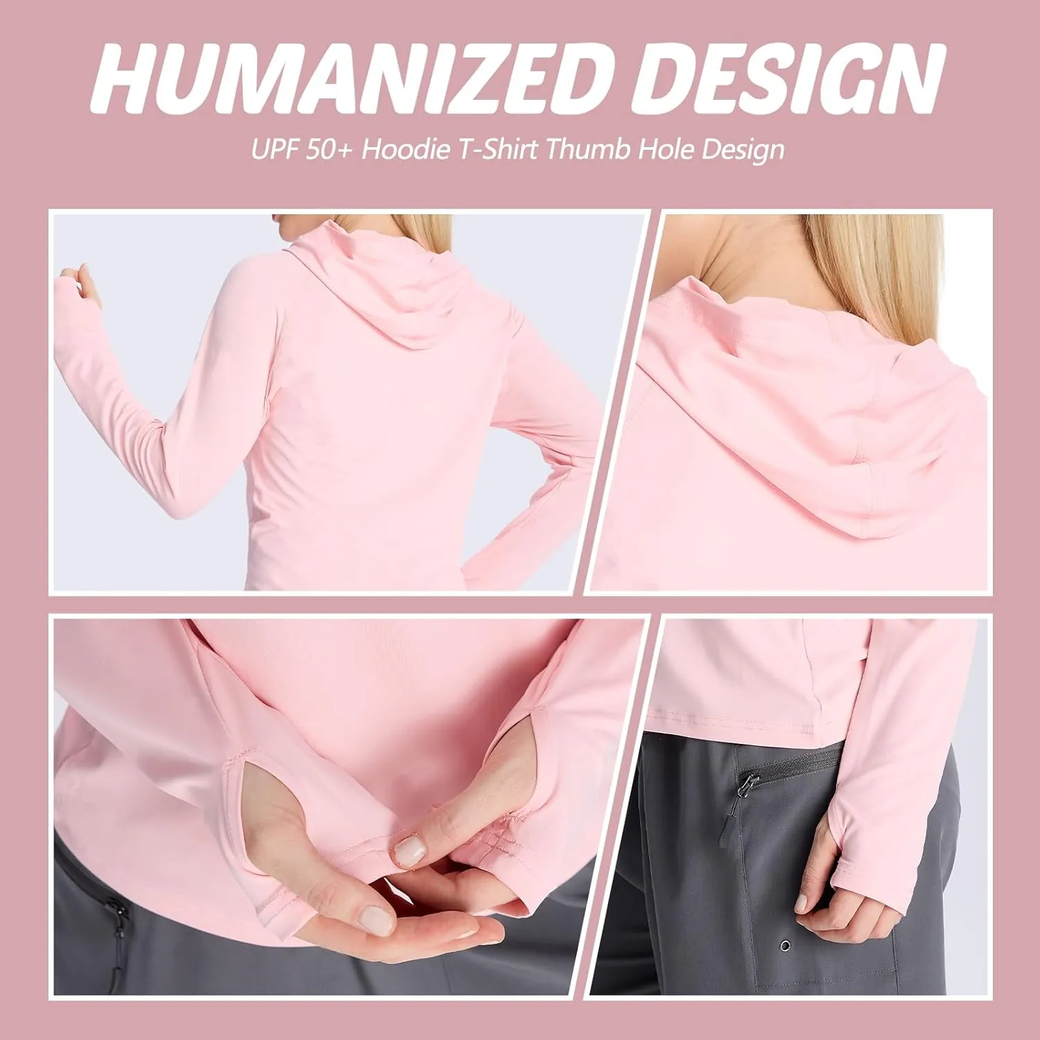 womens 2 Pack UPF50  Sun Shirt Long Sleeve Hoodies UV Protection Clothing Hiking Athletic Outdoor Lightweight Shirt