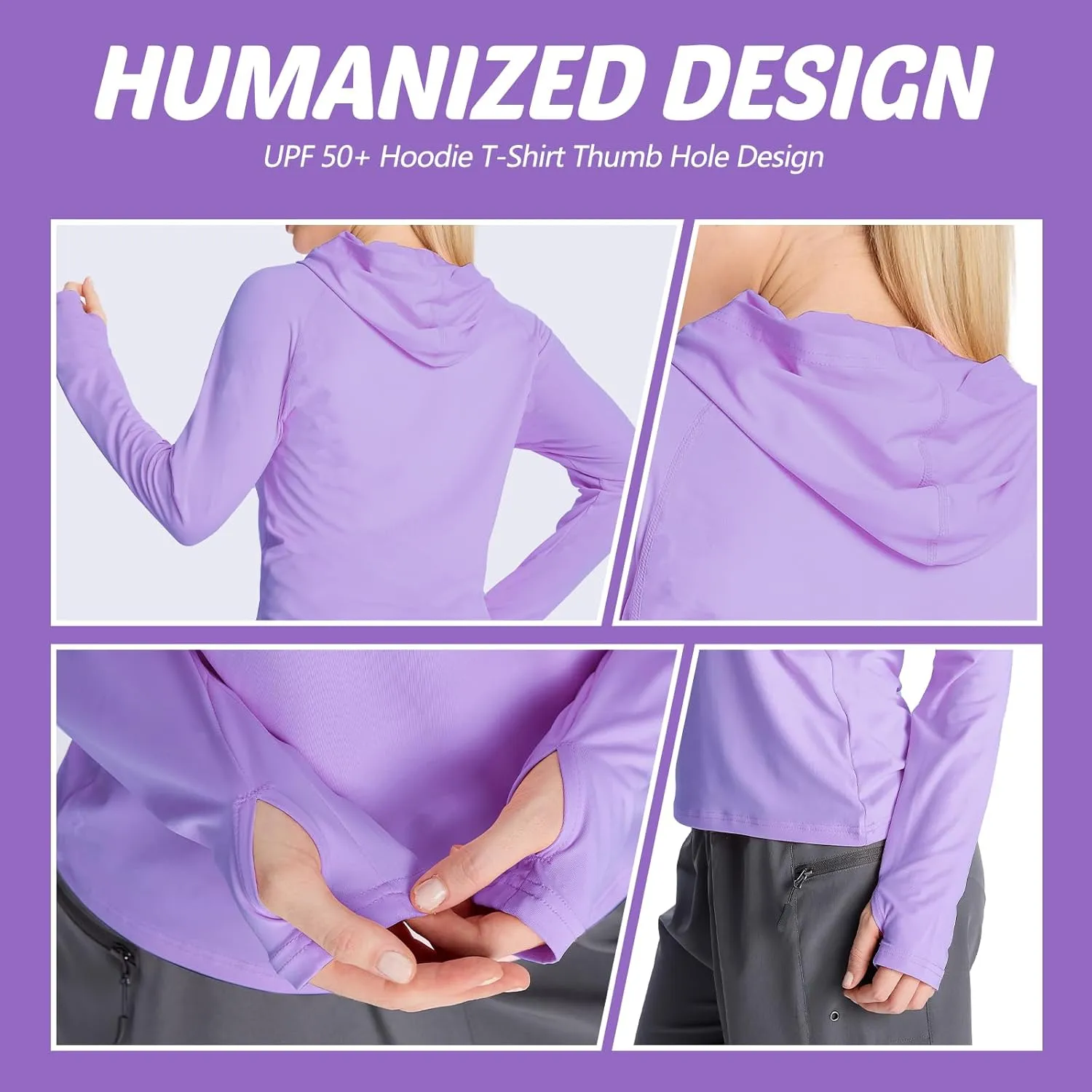 womens 2 Pack UPF50  Sun Shirt Long Sleeve Hoodies UV Protection Clothing Hiking Athletic Outdoor Lightweight Shirt