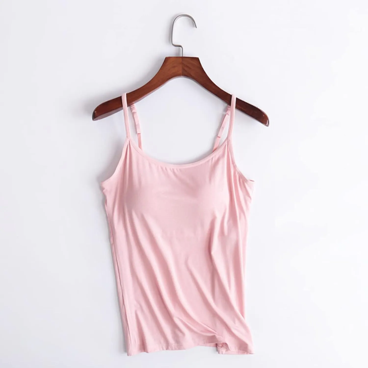 Women's Built-in Bra Tank Tops Adjustable Strap Wireless Camisole Padded Workout Yoga Daily Shelf Bra Undershirts