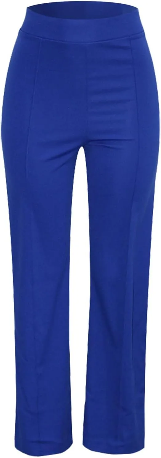 Womens Business Office Pants High Waist Slim Long Trousers Trendy No Seam Elastic Waist Straight Leg Pants