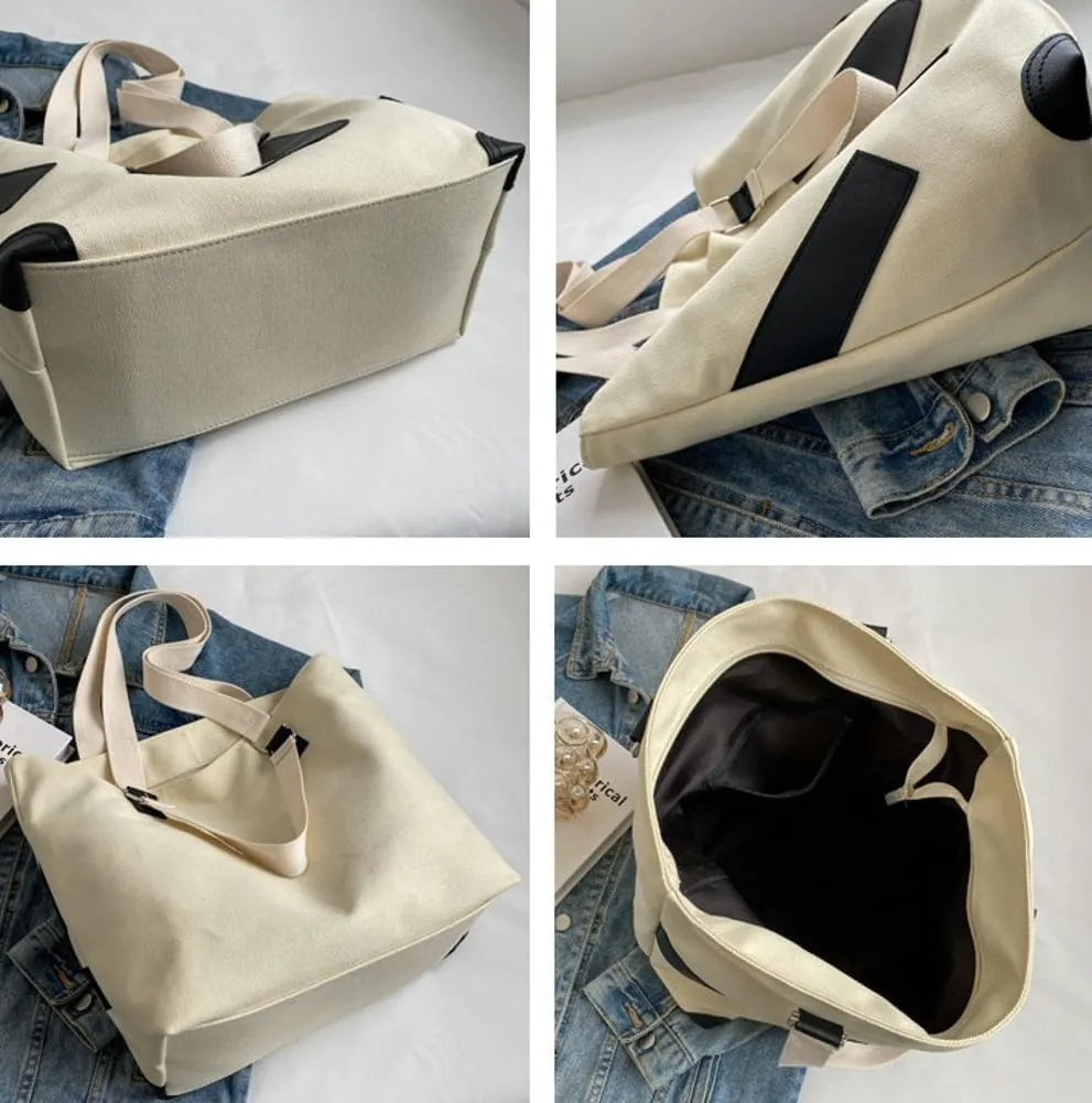 Women's Casual Tote Bags Canvas Shoulder Bag Large Capacity Purse Handbeg Fashion Work Top Handle Satchel