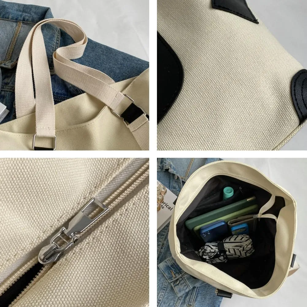 Women's Casual Tote Bags Canvas Shoulder Bag Large Capacity Purse Handbeg Fashion Work Top Handle Satchel