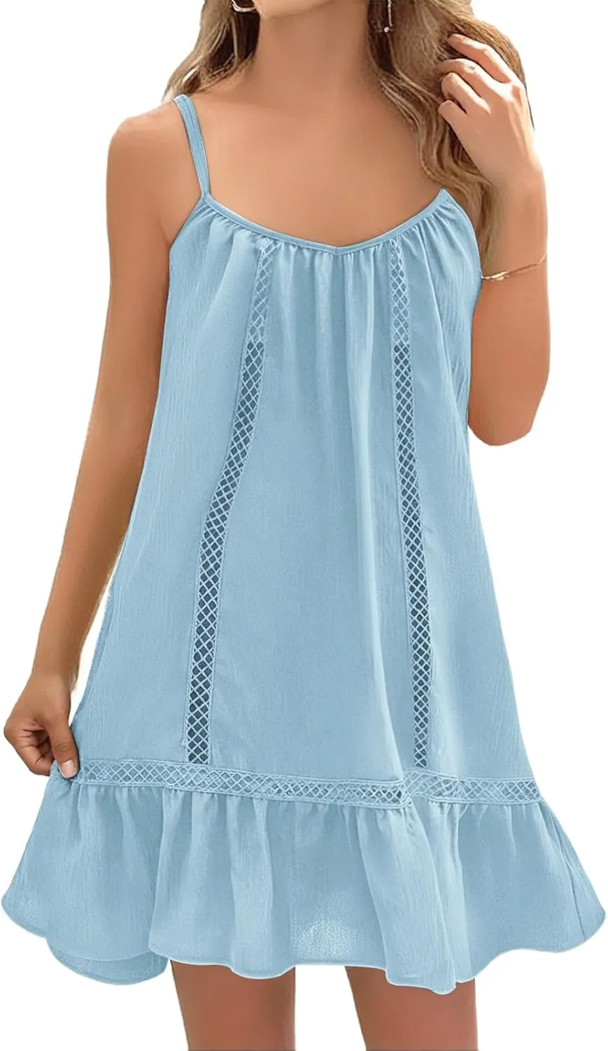 Womens Cover Up Swim Beach Dresses Loose Fit Coverups Spaghetti Straps Sundress Casual Plus Size Dress 2025