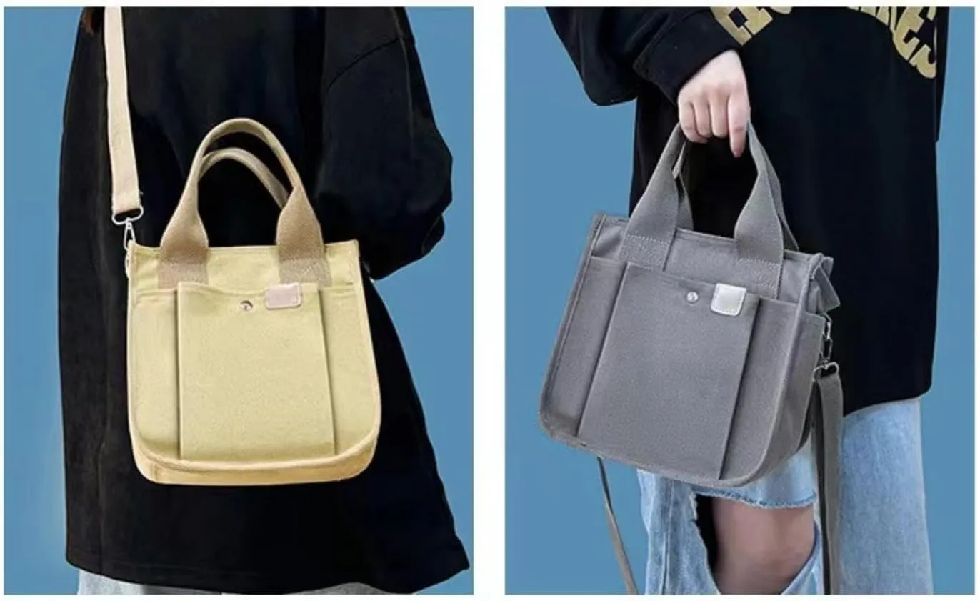 Women's Crossbody Shoulder Bag Multi Compartment Canvas Tote Bag Canvas Hobo Messenger Bag with Zipper Satchel