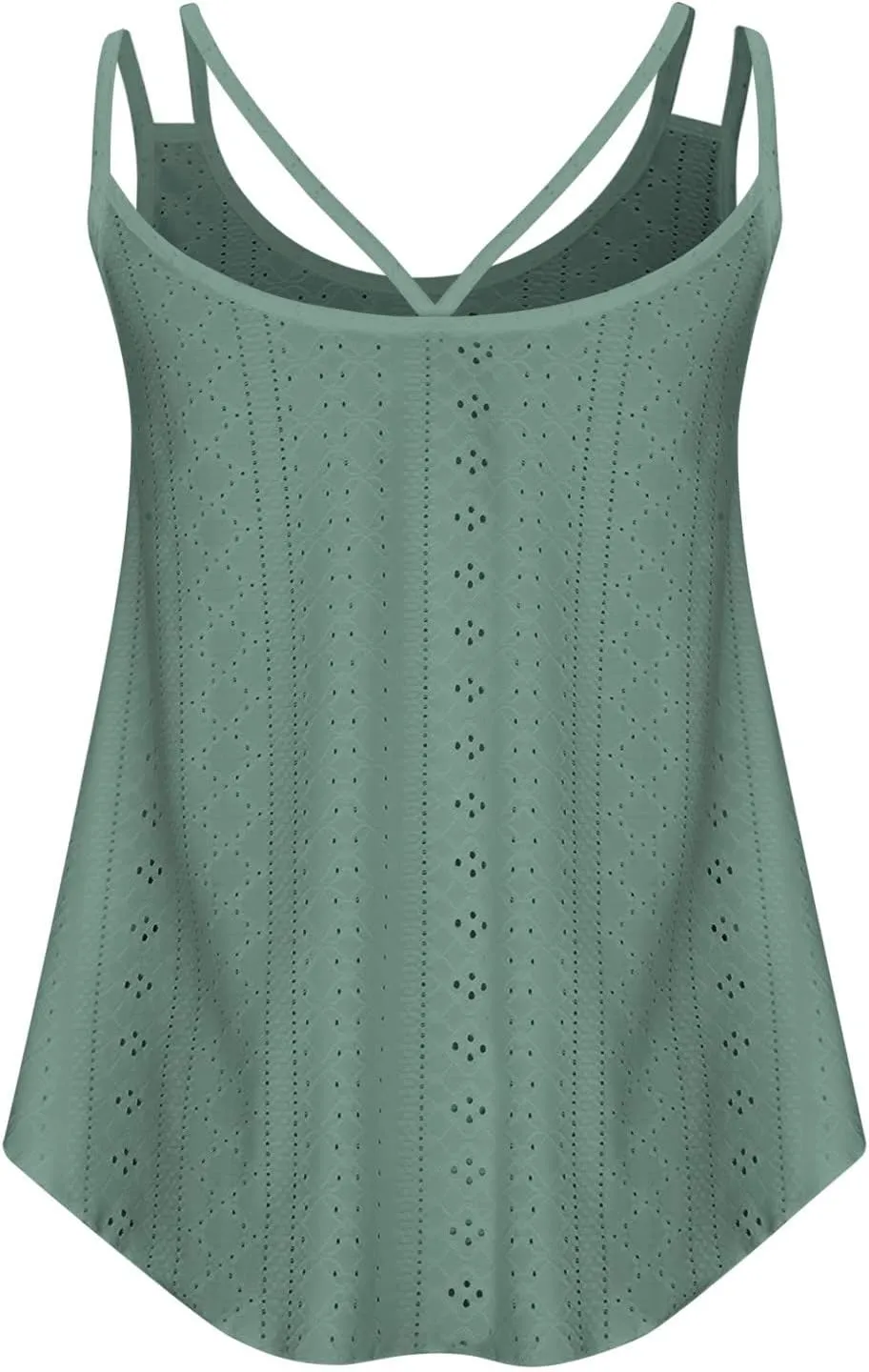 Womens Cute Summer Tank Tops Eyelet Embroidery Sleeveless Shirts Spaghetti Strap Camisole Loose Casual Flowy Tunics