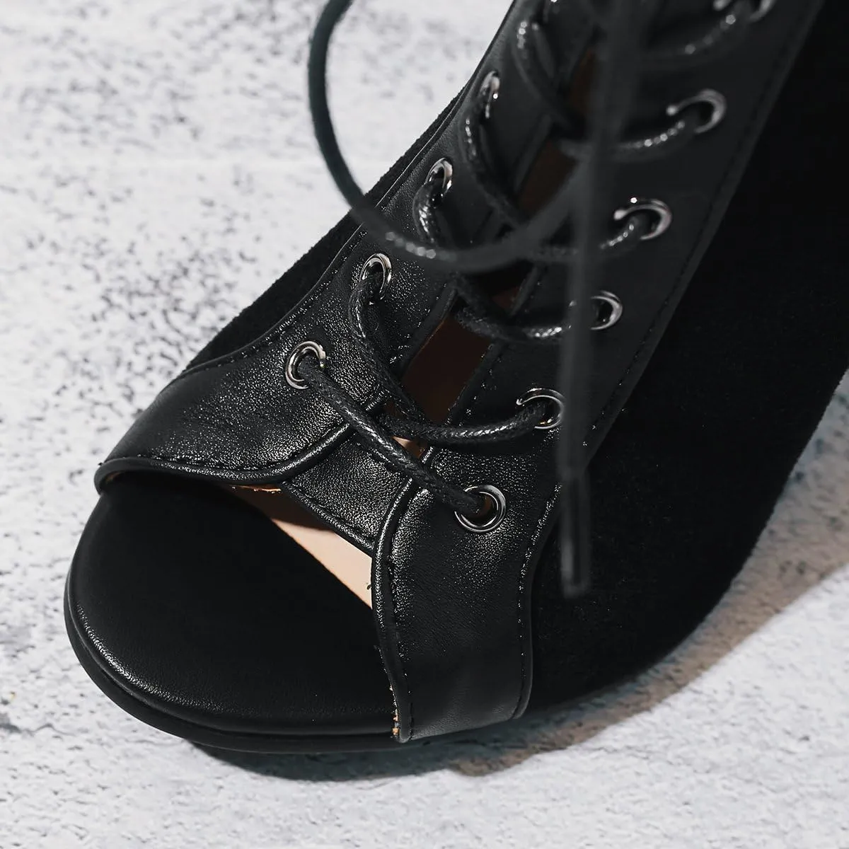 Women's Dance Heels Fashion Summer Peep Toe Ankle Boots Lace Up Pumps Party Shoes Ladies Stiletto Sandals Dancing Shoes