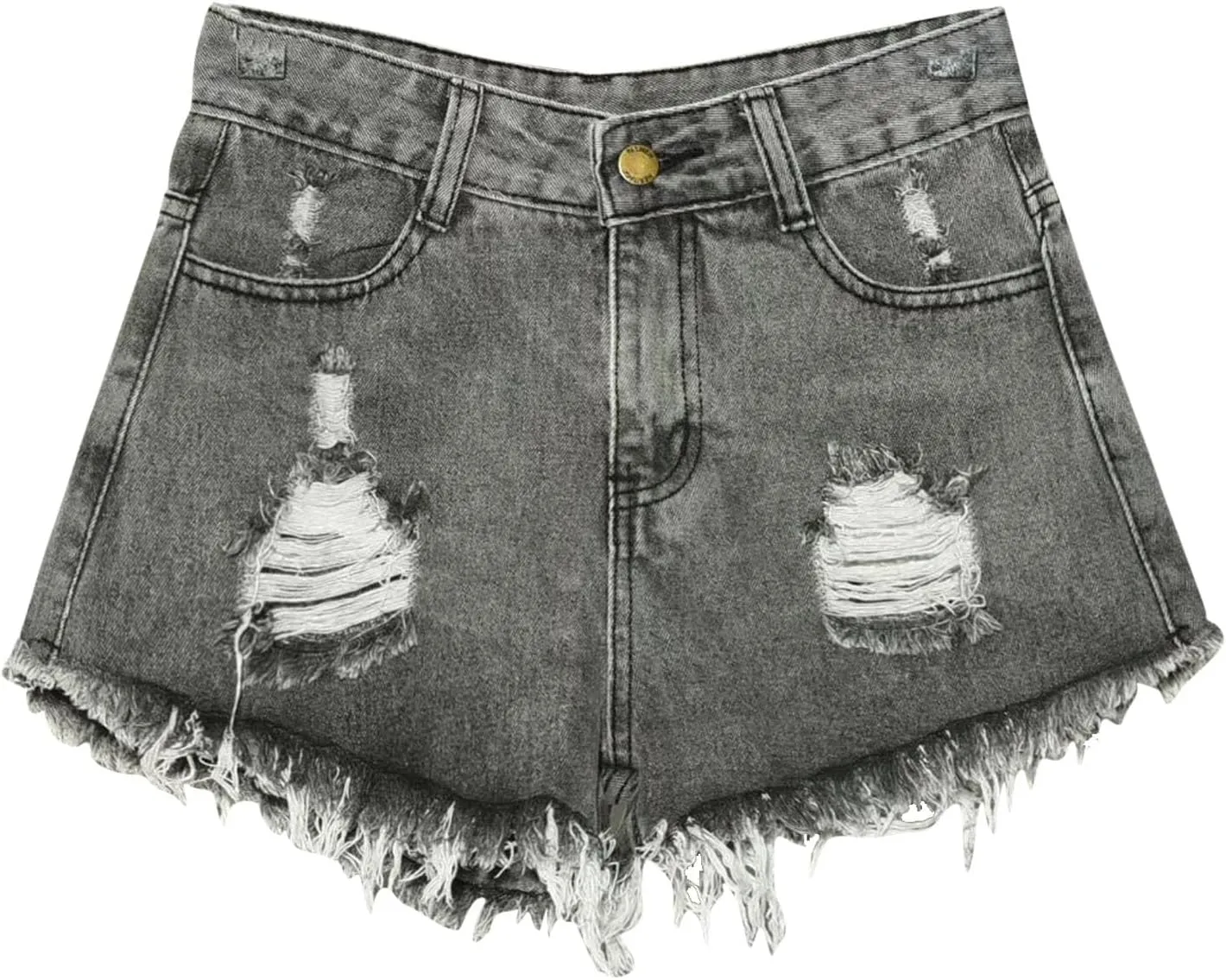 Womens Denim Shorts High Waisted Ripped Distressed Jean Shorts Plus Size Frayed Raw Hem Casual Shorts with Pockets
