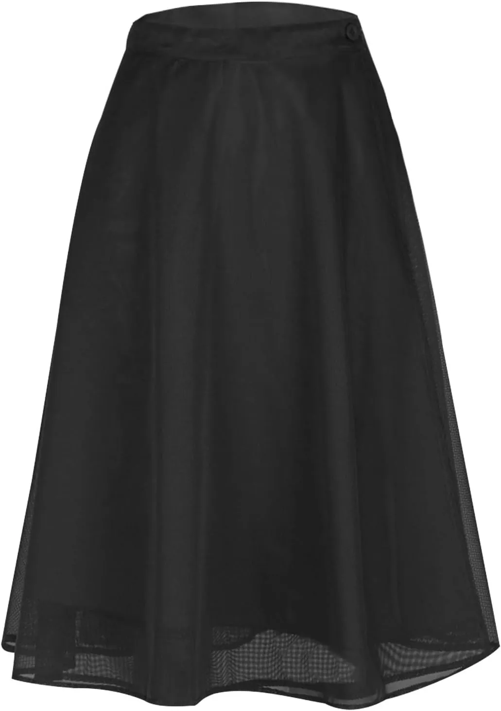 Women's Elegant Work Wear Wrap Skirt Casual High Waisted Button Midi Skirts Vintage A line Double Layered Mesh Skirt