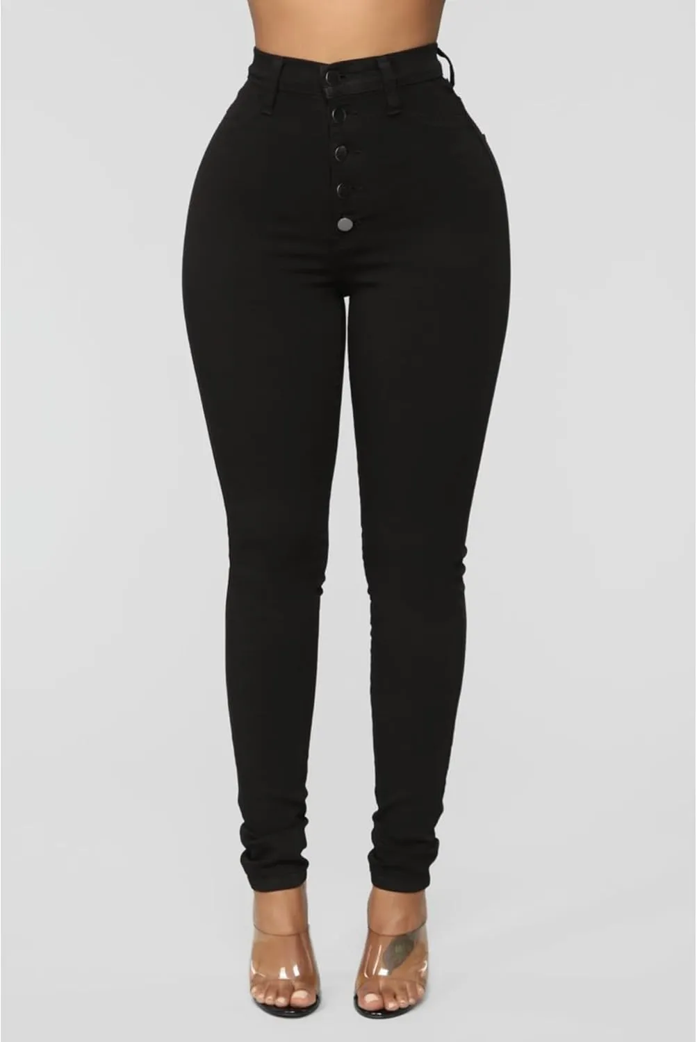 Women's High Waist Button Down Skinny Jeans Double Breasted Butt Lift Slim Fit Denim Pants Stretch Jean Trousers