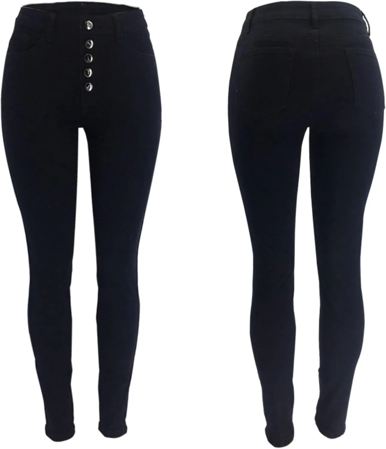 Women's High Waist Button Down Skinny Jeans Double Breasted Butt Lift Slim Fit Denim Pants Stretch Jean Trousers