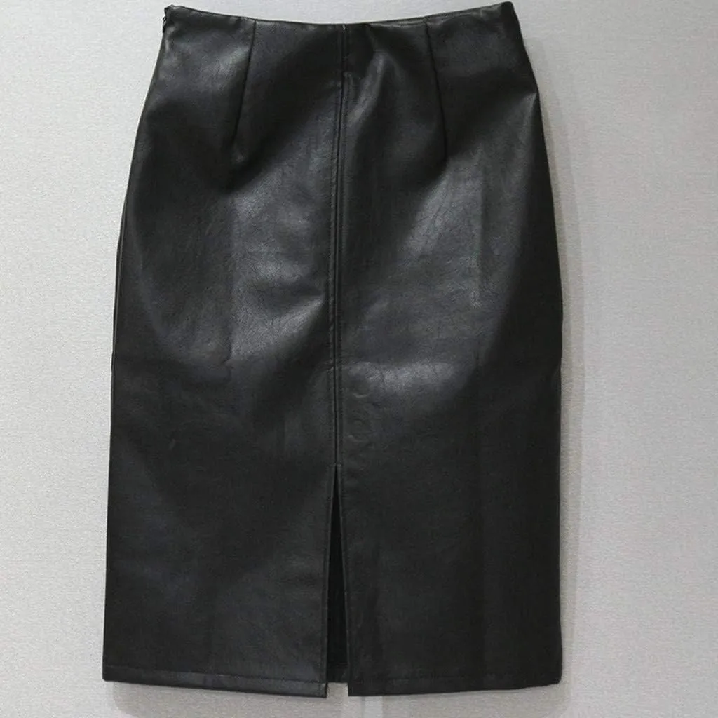 Women's High Waisted Pleated Tennis Skirt Womens Fashion Ladys Leather Skirt Casual Pencil Midi Mid-Calf Skirt