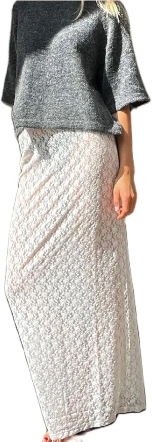 Womens Lace Maxi Skirt Y2k High Waist Sheer Mesh Midi Skirt Sexy See Through Cover Up Long Skirt Streetwear