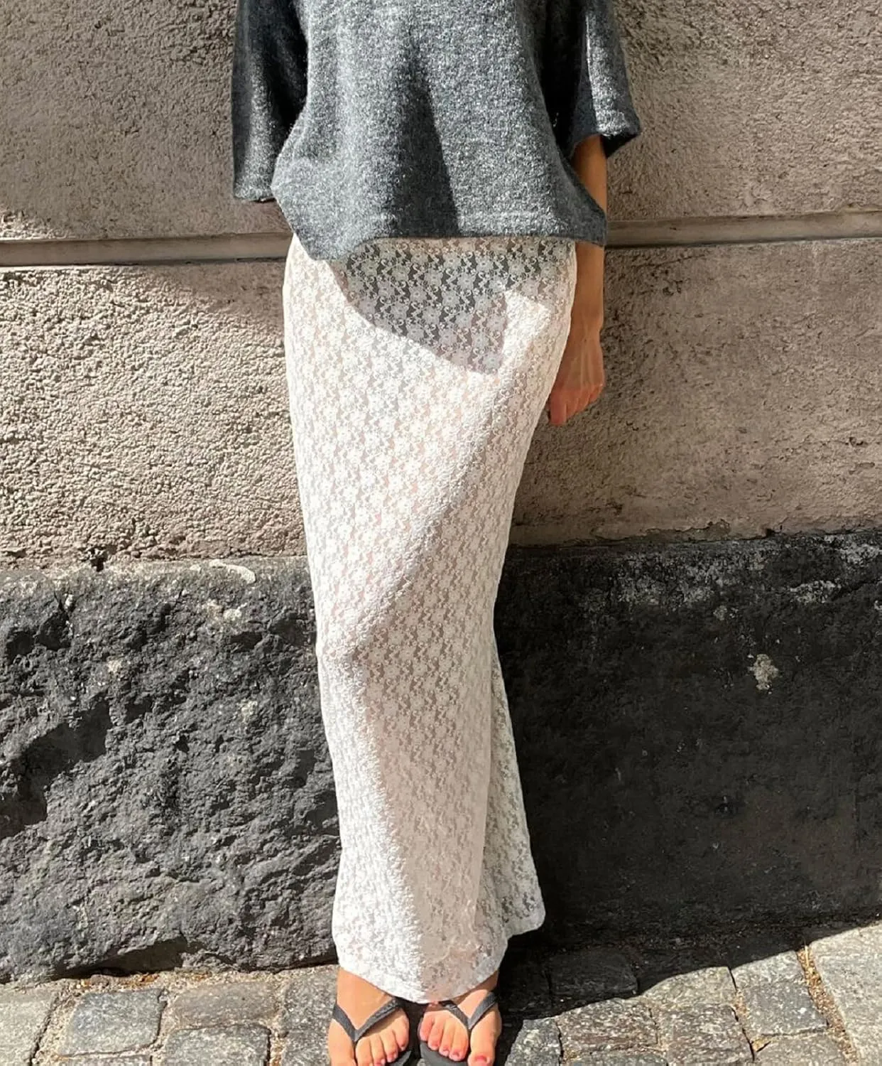 Womens Lace Maxi Skirt Y2k High Waist Sheer Mesh Midi Skirt Sexy See Through Cover Up Long Skirt Streetwear