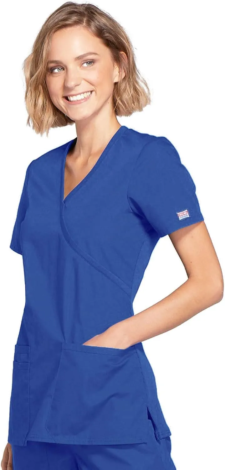 Women's Mock Wrap Top Workwear Originals with Rib-Knit Back Panels WW650