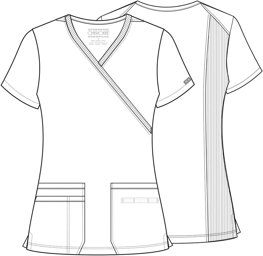 Women's Mock Wrap Top Workwear Originals with Rib-Knit Back Panels WW650