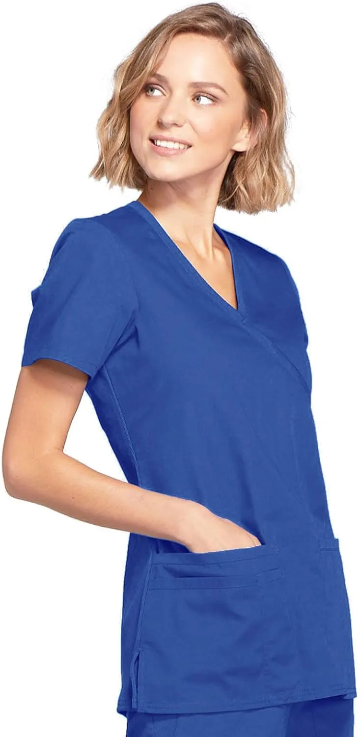 Women's Mock Wrap Top Workwear Originals with Rib-Knit Back Panels WW650