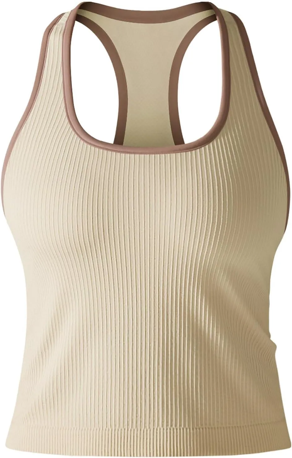 Women's Ribbed Workout Shirts Summer Light Elastic Racerback Tank Tops Casual Sleeveless Slim Comfy Yoga Blouse