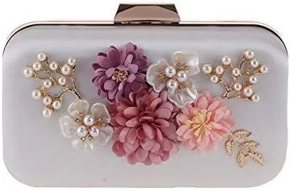 Women's Rose Flower Flash Evening Clutch Bag Dress Bag Bags