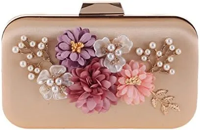 Women's Rose Flower Flash Evening Clutch Bag Dress Bag Bags