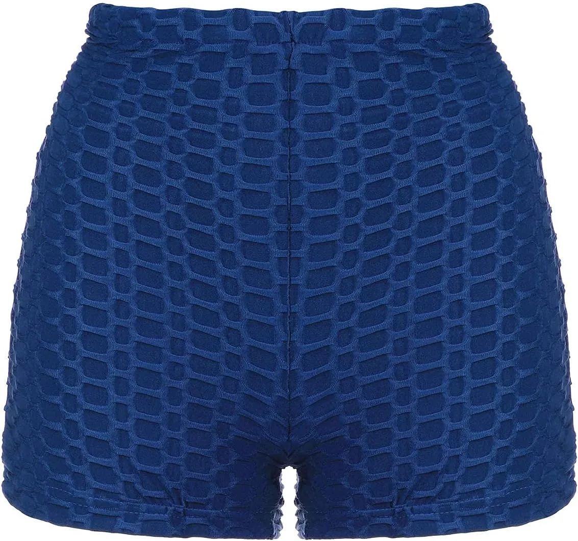 Womens Sexy Booty Shorts Butt Lift Leggings Shorts Lace up Scrunch Workout High Waisted Textured Hot Pants Athletic Shorts