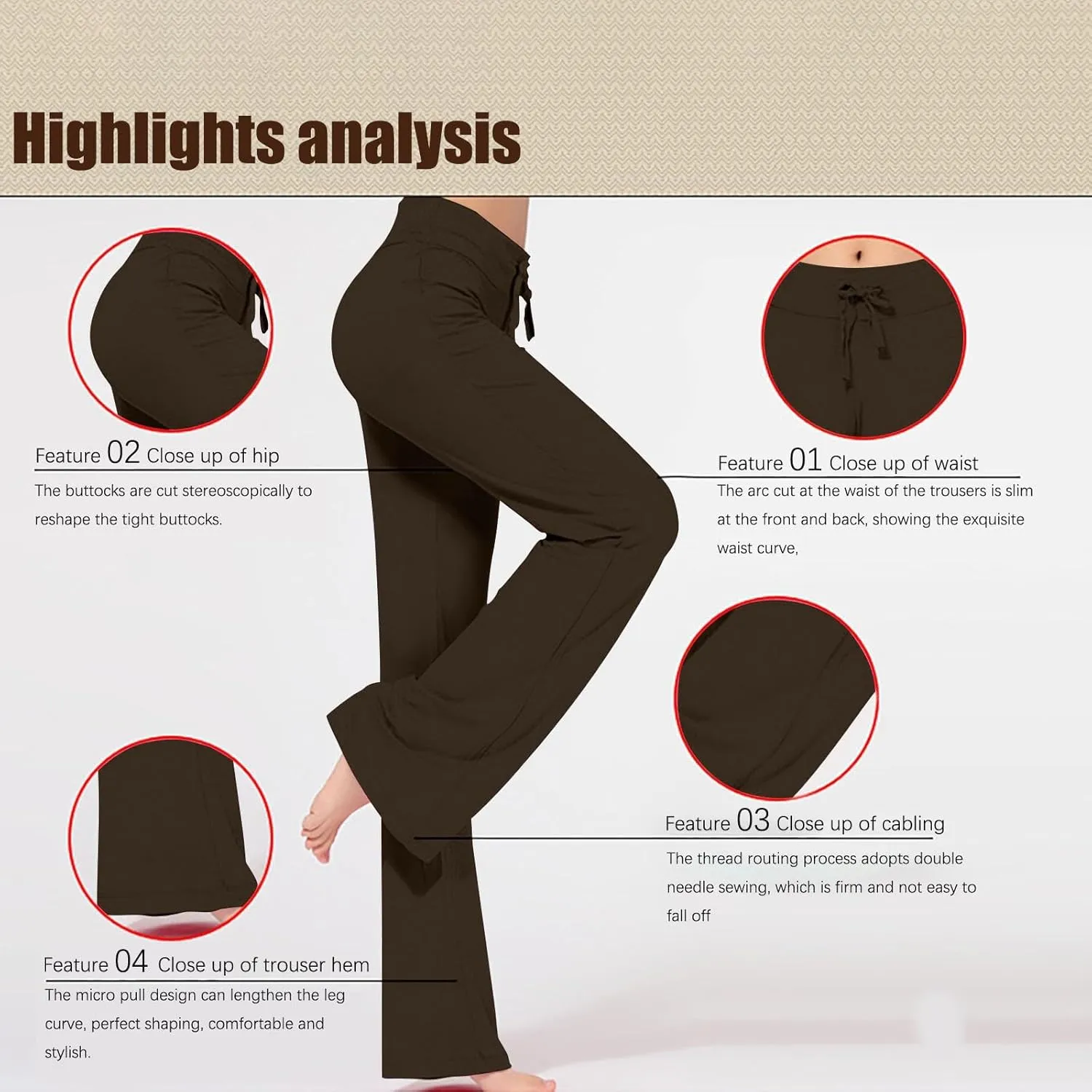 Women's Sports Yoga Pants Soft Bootcut Sweatpants High Waist Modal Cotton Flare Workout Pant Casual Trousers