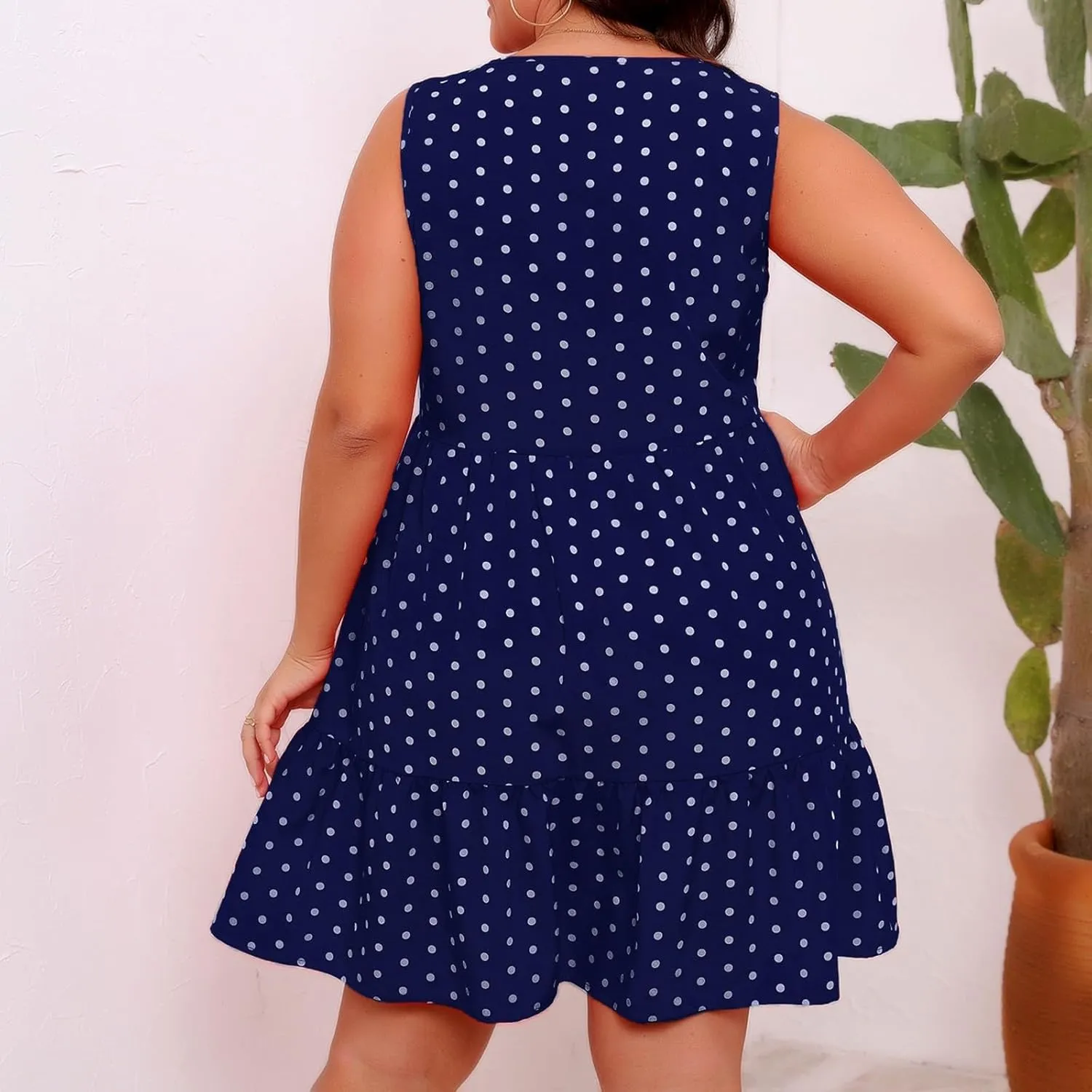 Women's Summer Dresses Plus Size Sleeveless Casual Sundresses Pleated Flowy Ruffle Midi Dress Boho Beach Dress