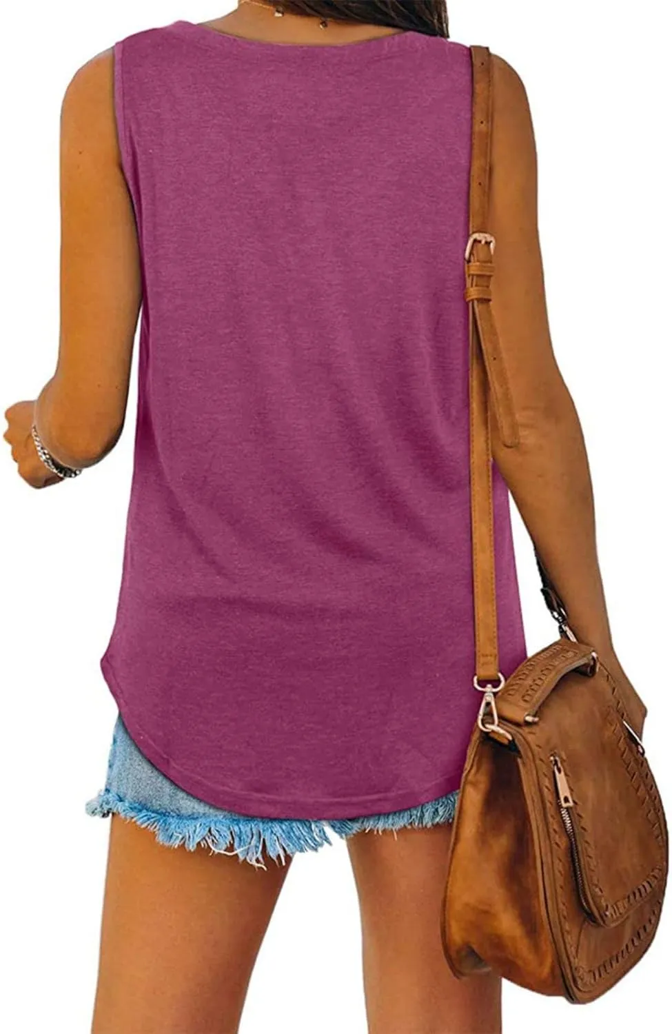 Womens Tank Tops Loose Fit V Neck Sleeveless Blouse Casual Flowy Tank Basic Solid Color Tshirt Summer Beach Tunic