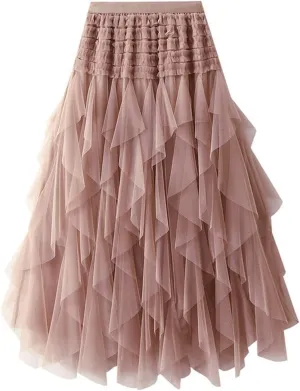 Women'S Tulle Skirt Elastic Waist Tutu Skirt Layered Puffy Fairy Skirts Mesh Layered Skirts Party Skirts