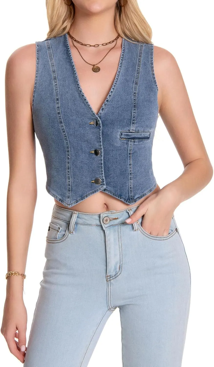 Women's V Neck Sleeveless Button Up Cardigan Knit Sweater Vests Striped Tank Tops