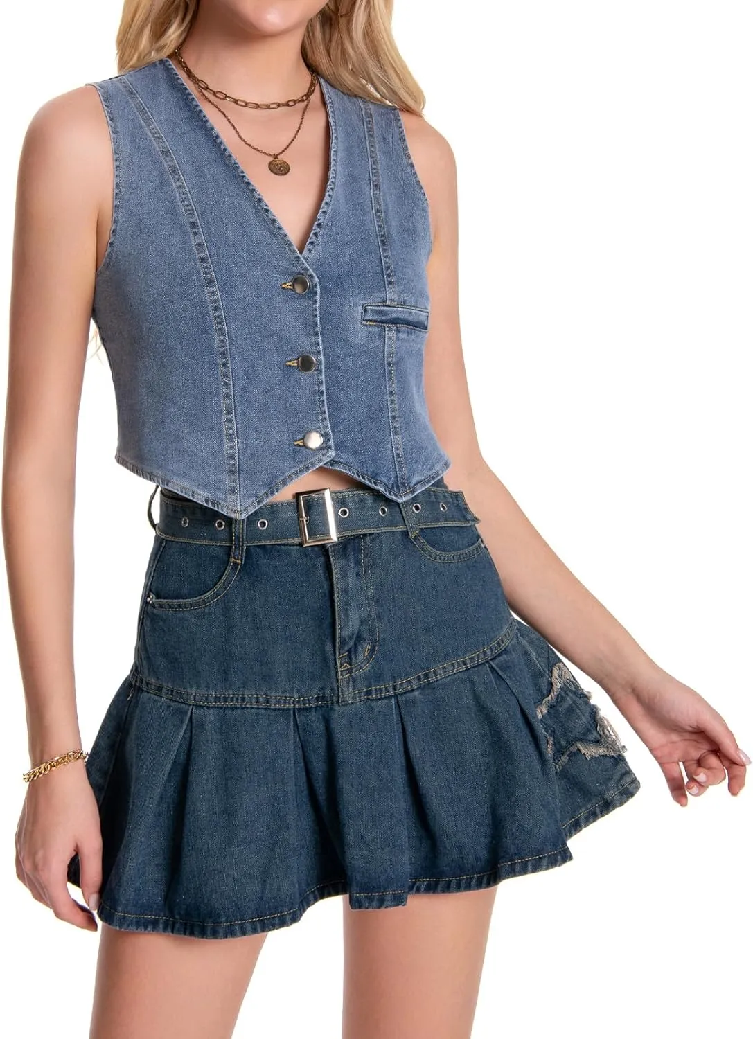 Women's V Neck Sleeveless Button Up Cardigan Knit Sweater Vests Striped Tank Tops