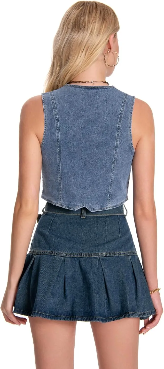 Women's V Neck Sleeveless Button Up Cardigan Knit Sweater Vests Striped Tank Tops