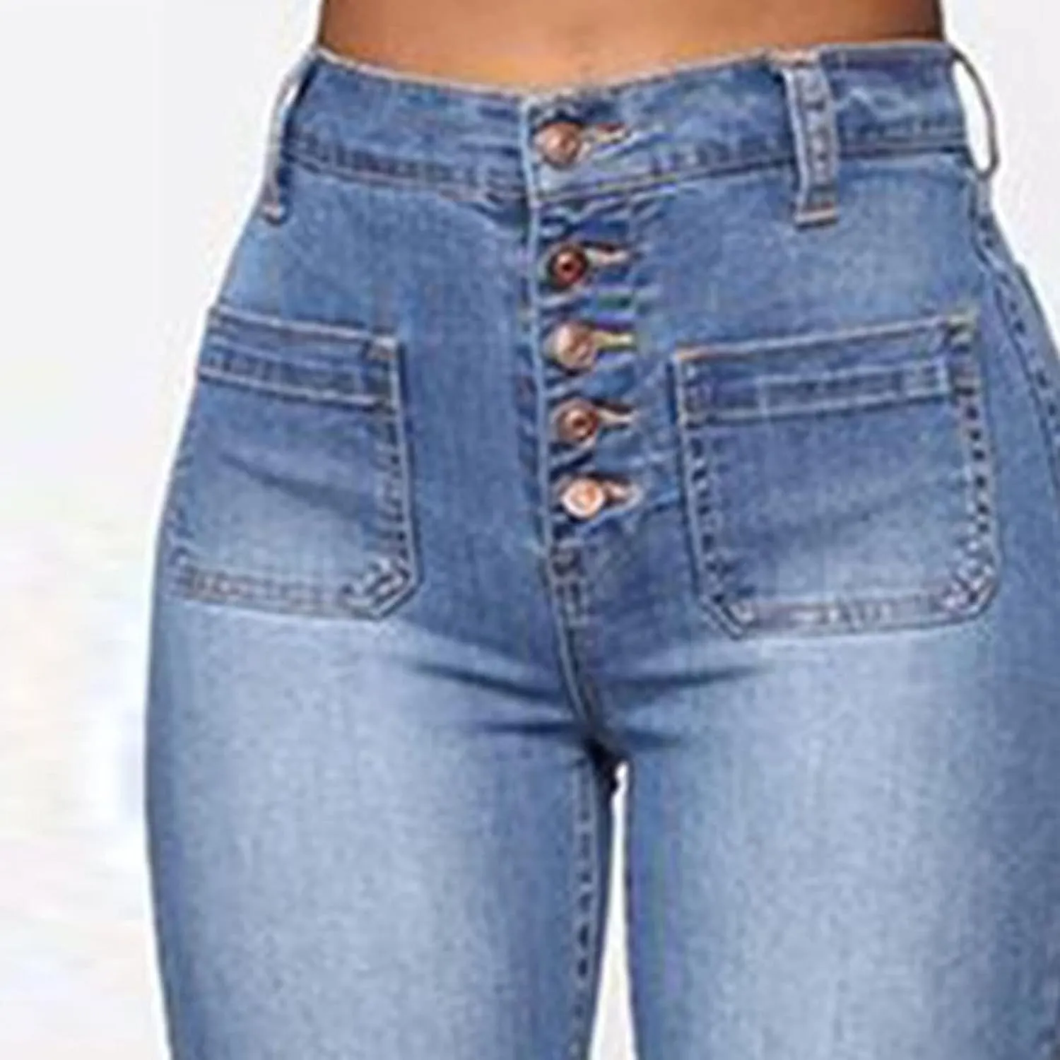 Women's Vintage Classic Flared Jeans Retro Button Up Bell Bottom Denim Pants High Waist Boot Cut Jean Trousers