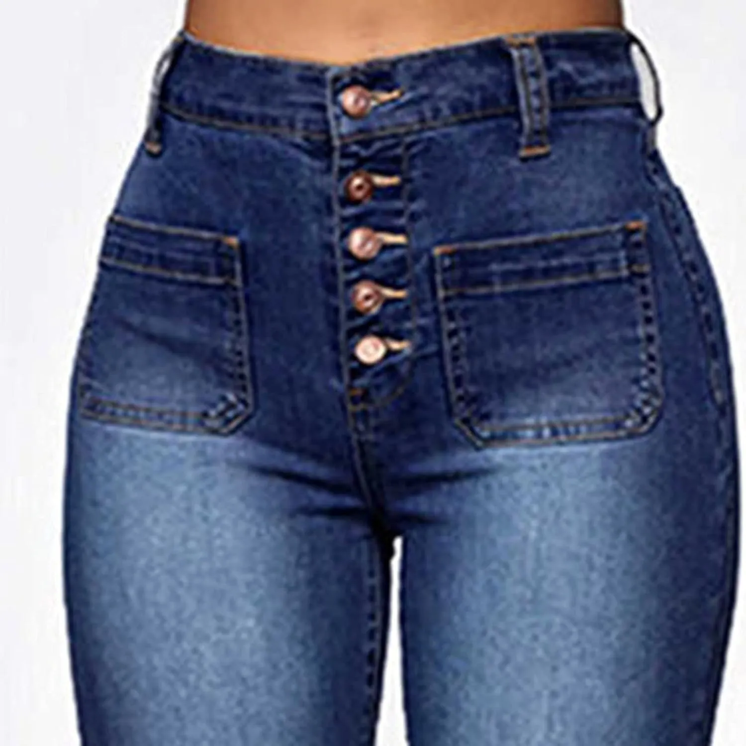 Women's Vintage Classic Flared Jeans Retro Button Up Bell Bottom Denim Pants High Waist Boot Cut Jean Trousers
