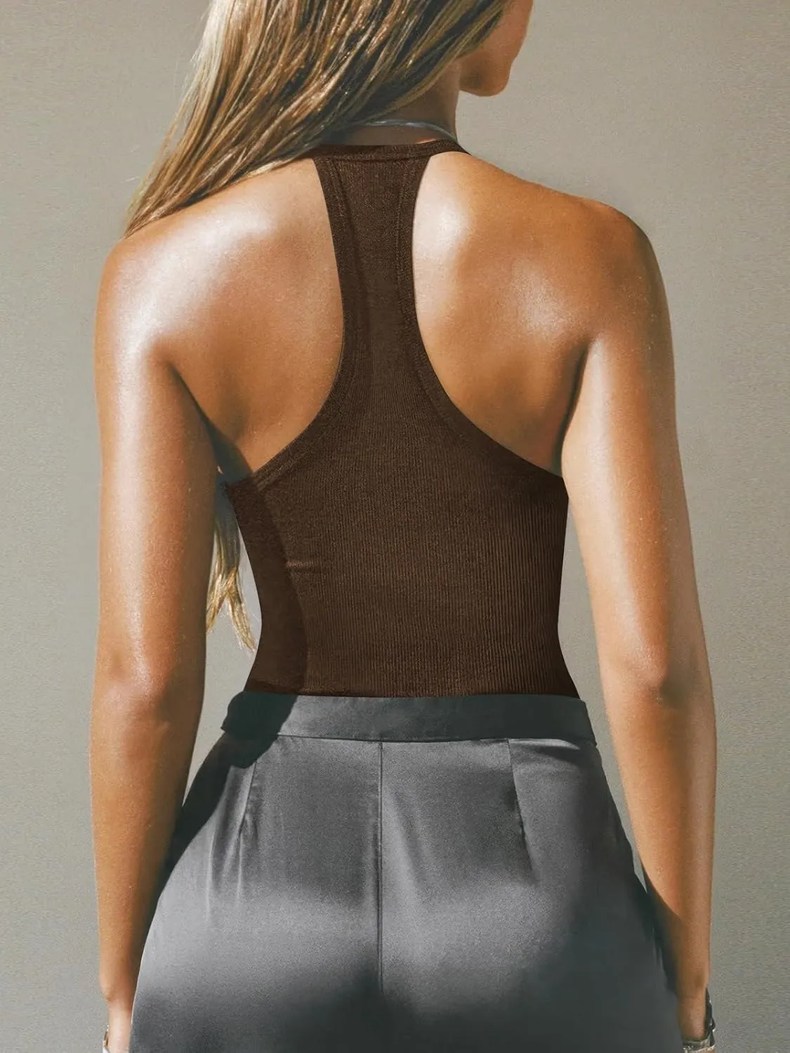 Women's Workout Tank Tops Sexy Summer Deep V Neck Racerback Ribbed Fitted Going Out Camisole Tops