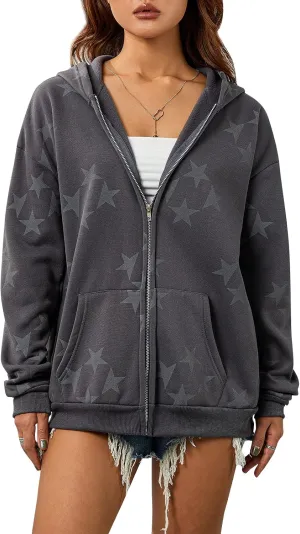 Womens Y2k Zip Up Spider Graphic Hoodie Halloween Rhinestone Oversized Hoodies Vintage Goth Grunge Jacket Streetwear
