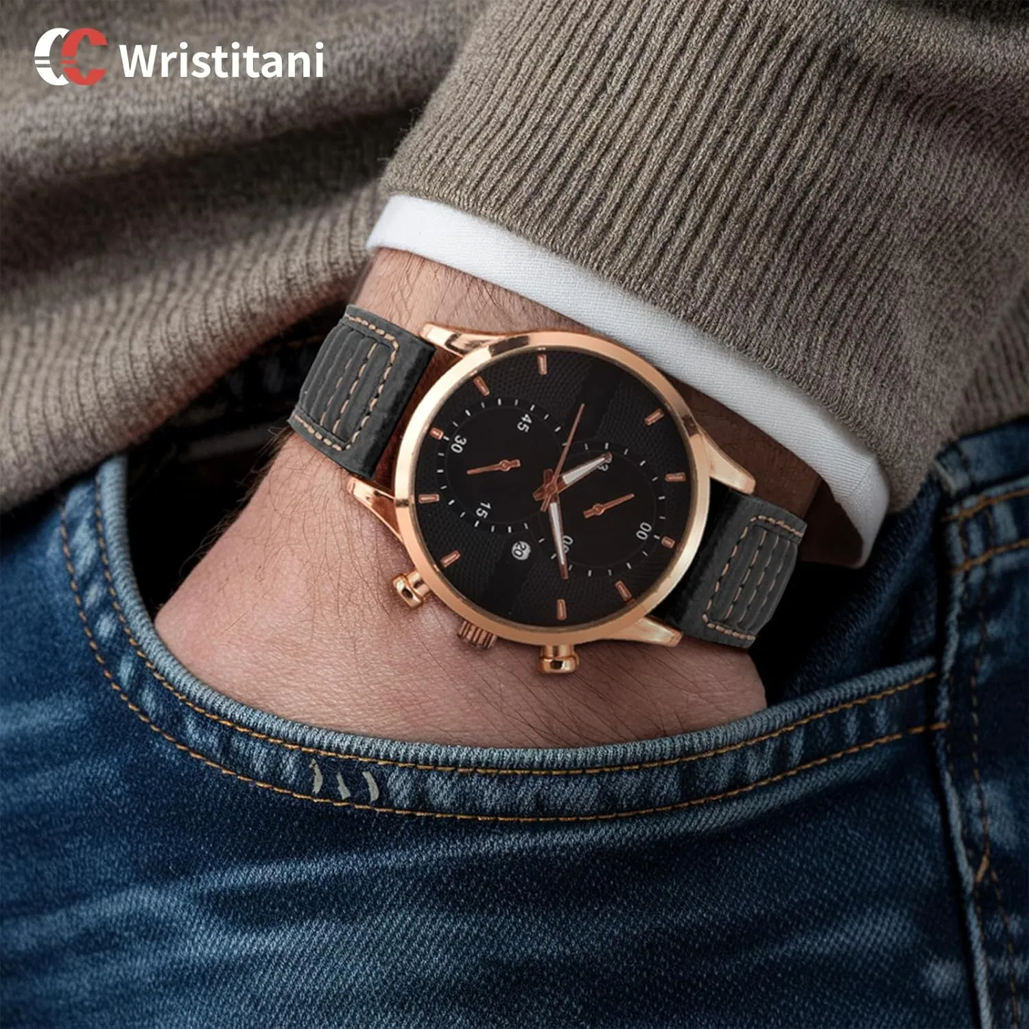 Wristitani Leather Watch Band for Men, 20mm 22mm Top Genuine Leather Watch Strap - Quick Release Leather Watch Band Vintage Wristband fit for Classic Quartz Mechanical Smartwatches