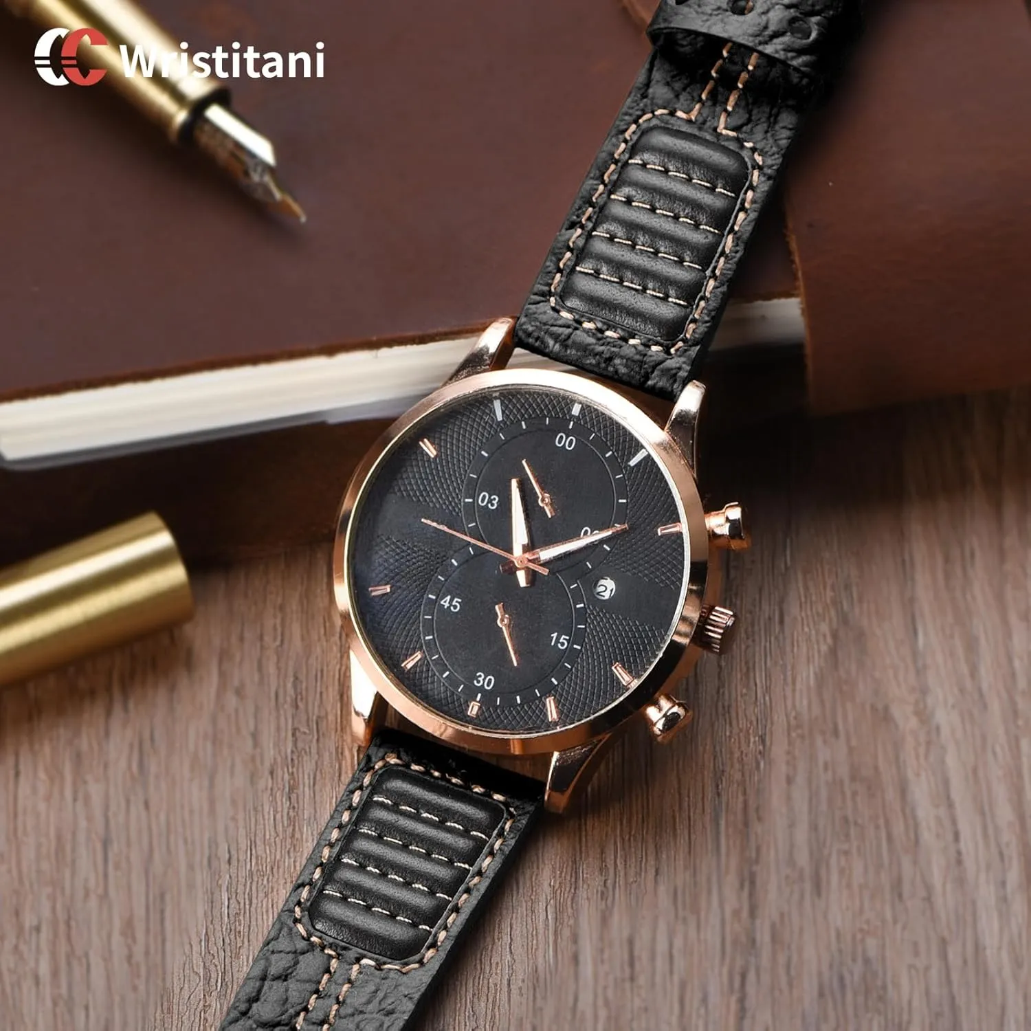 Wristitani Leather Watch Band for Men, 20mm 22mm Top Genuine Leather Watch Strap - Quick Release Leather Watch Band Vintage Wristband fit for Classic Quartz Mechanical Smartwatches