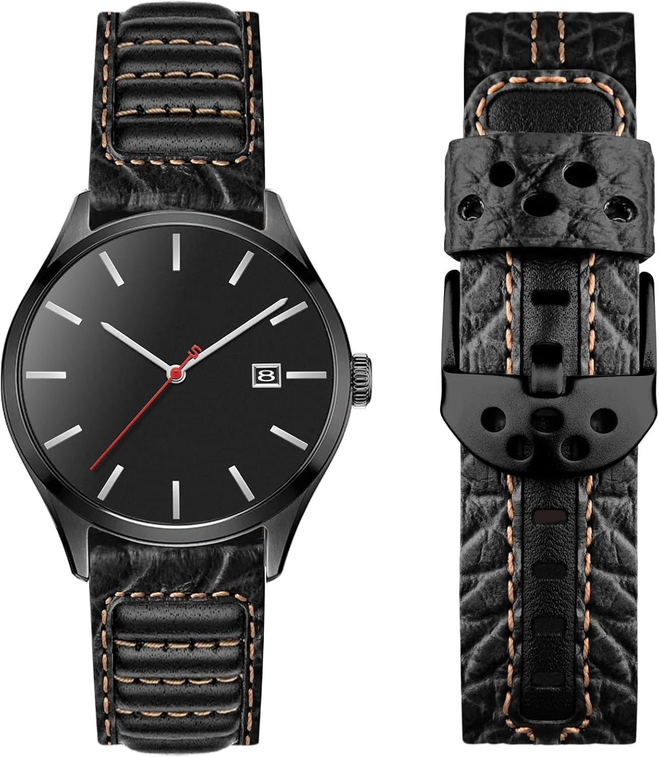 Wristitani Leather Watch Band for Men, 20mm 22mm Top Genuine Leather Watch Strap - Quick Release Leather Watch Band Vintage Wristband fit for Classic Quartz Mechanical Smartwatches