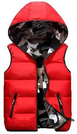 Xingfenly Men' Vests Winter Sleeveless Jackets Male Cotton-Padded Hooded Vest Coats Men Thick Warm Waistcoats Clothing