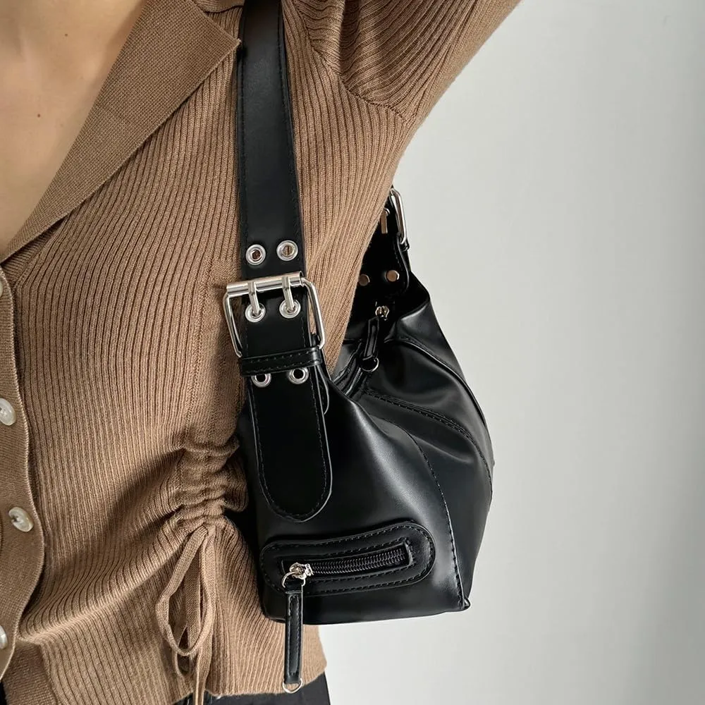 Y2k Tote Bag Vegan Leather Purses and Handbags Hobo Shoulder Bags Punk Underarm Purse Women Hobos (Black)