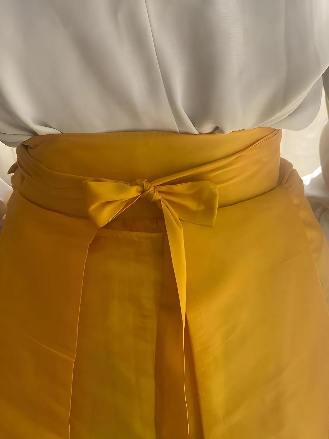 Yellow Skirt For Women Pleated High Waist Casual Taffeta Long Skirt With Belt & Pocket Handmade Evening Christmas Party Skirt (26 in Waist Size)