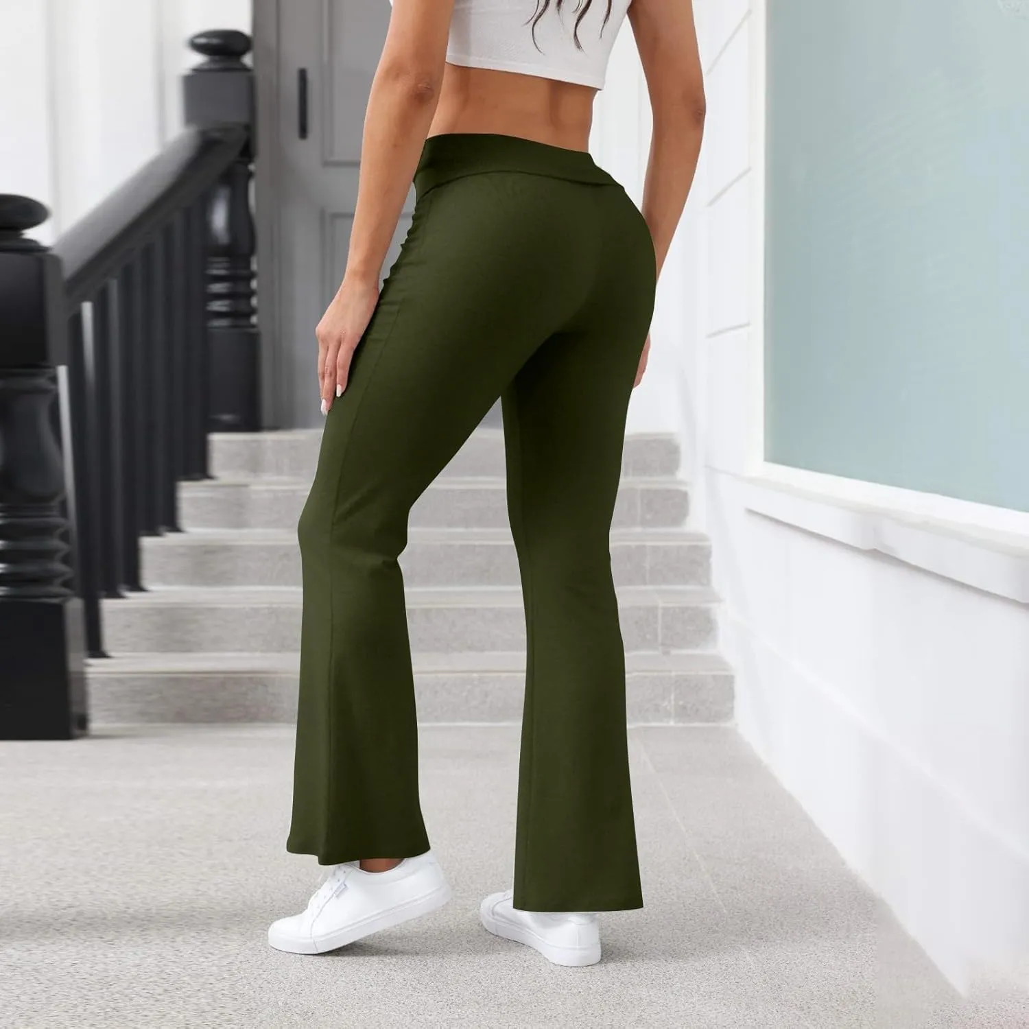 Yoga Leggings for Women, Flare Summer Pants High Waisted Tummy Control Stretch Pants Elastic Waist Trousers
