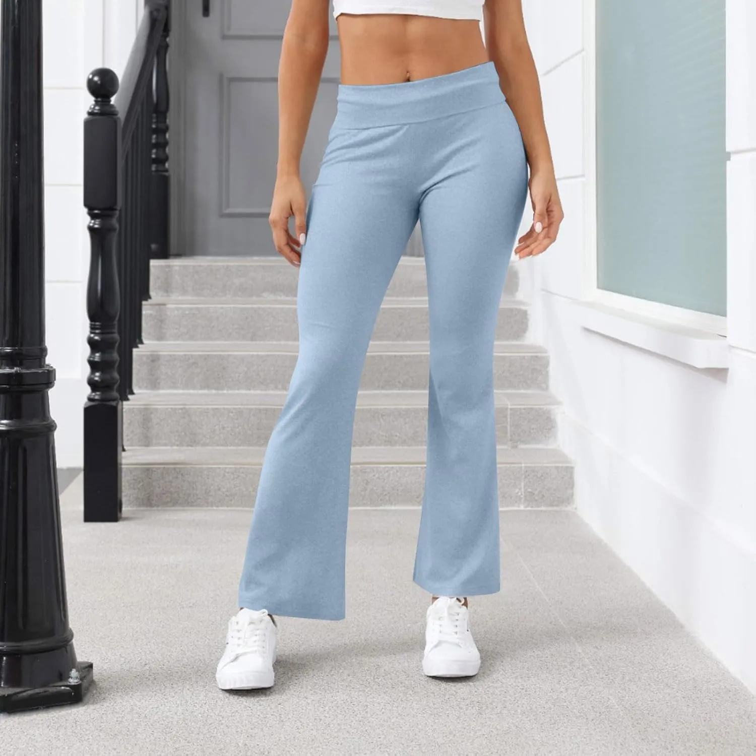 Yoga Leggings for Women, Flare Summer Pants High Waisted Tummy Control Stretch Pants Elastic Waist Trousers