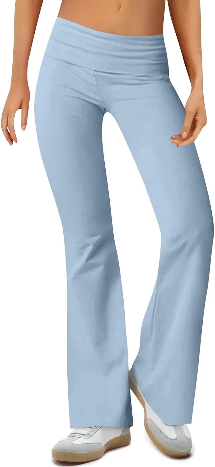 Yoga Leggings for Women, Flare Summer Pants High Waisted Tummy Control Stretch Pants Elastic Waist Trousers