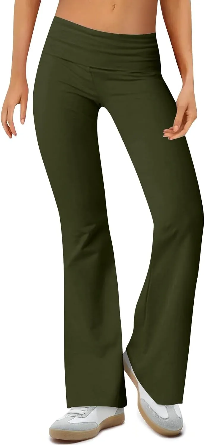 Yoga Leggings for Women, Flare Summer Pants High Waisted Tummy Control Stretch Pants Elastic Waist Trousers