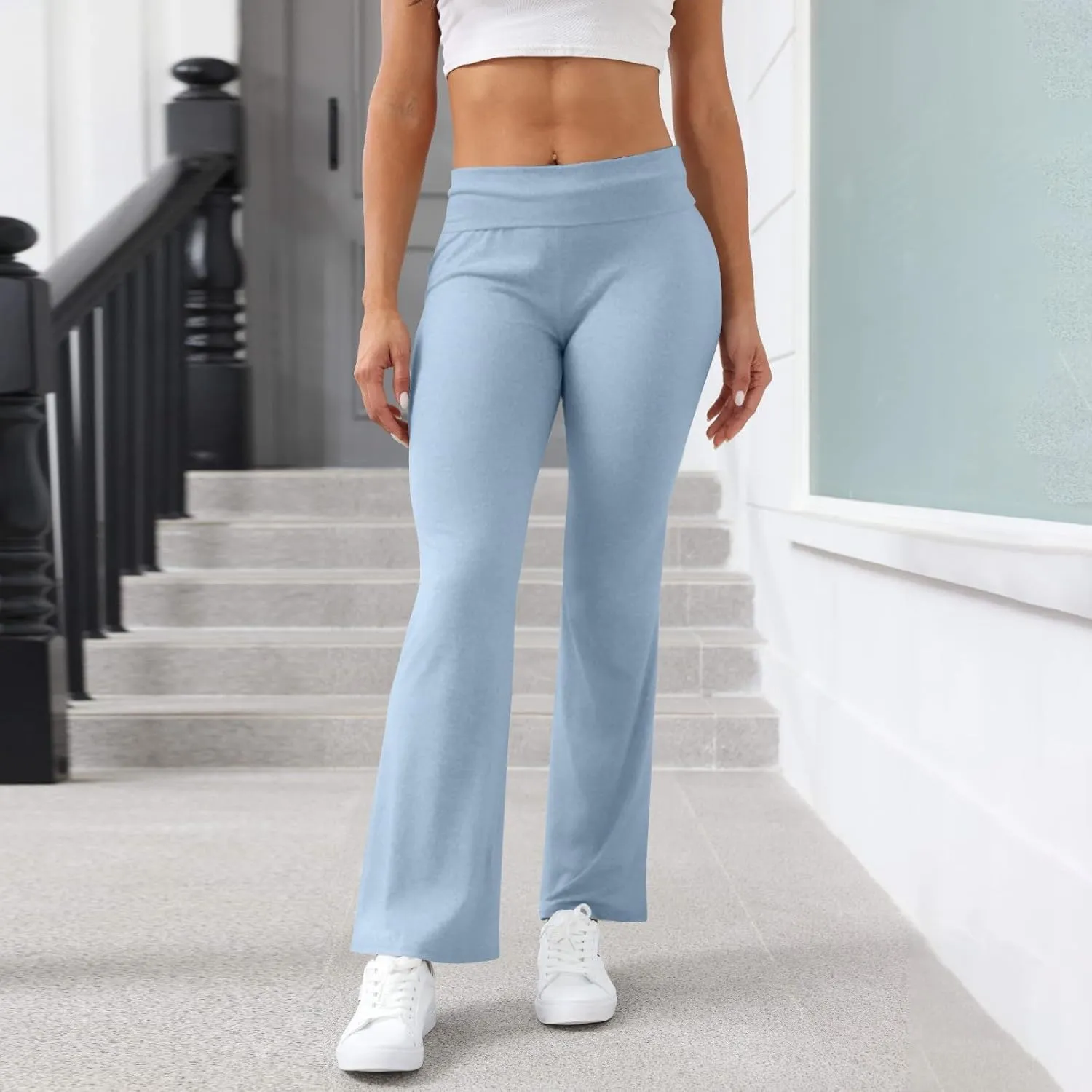 Yoga Leggings for Women, Flare Summer Pants High Waisted Tummy Control Stretch Pants Elastic Waist Trousers